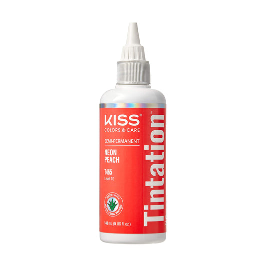 Red by Kiss Tintation Semi-Permanent Hair Color, Aloe Vera Water Based, Argan Oil, Olive Oil, Collagen & Keratin, Long-Lasting Color Dye (Neon Peach