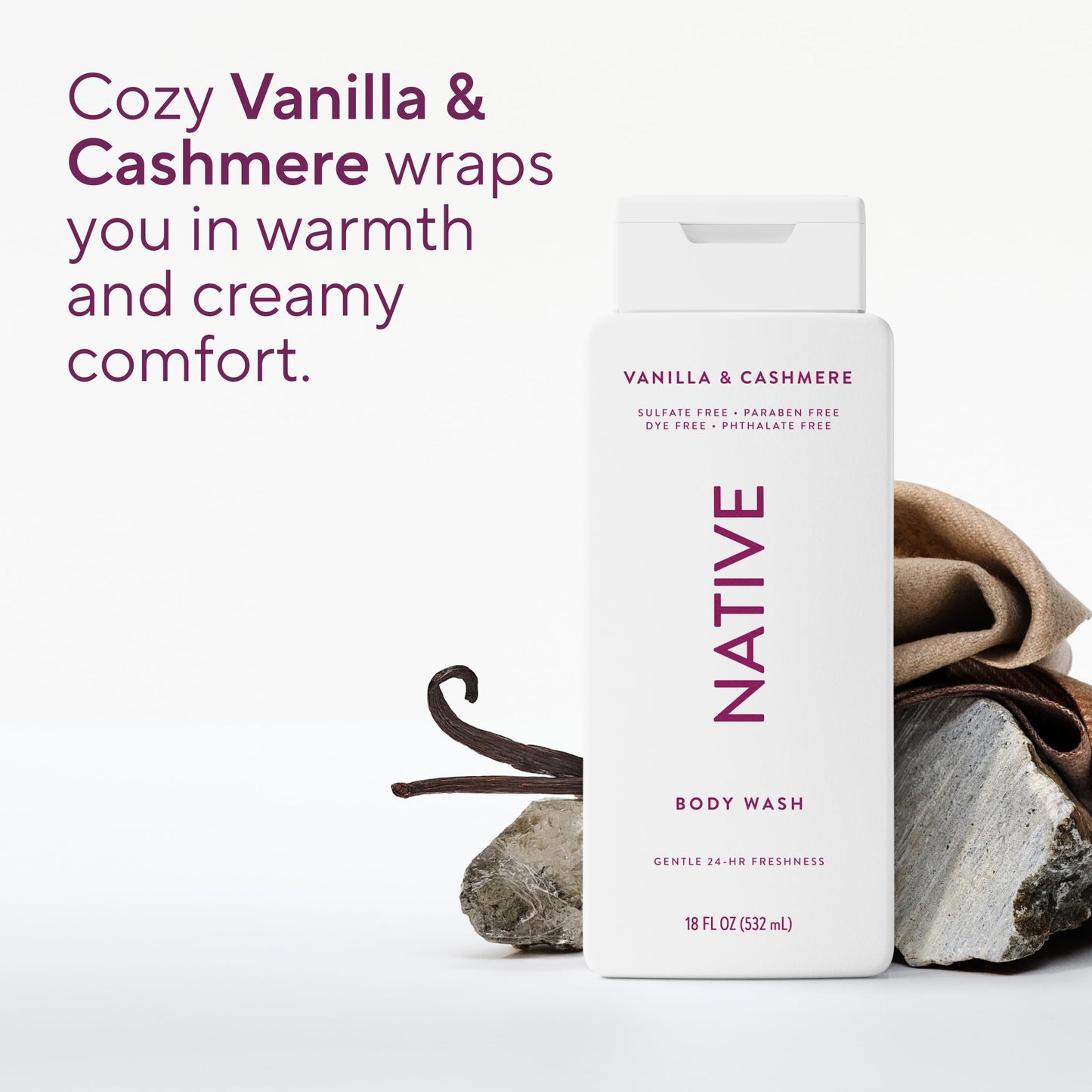 Native Body Wash Contains Naturally Derived Ingredients | For Women & Men, Sulfate, Paraben, & Dye Free Leaving Skin Soft and Hydrated |Vanilla
