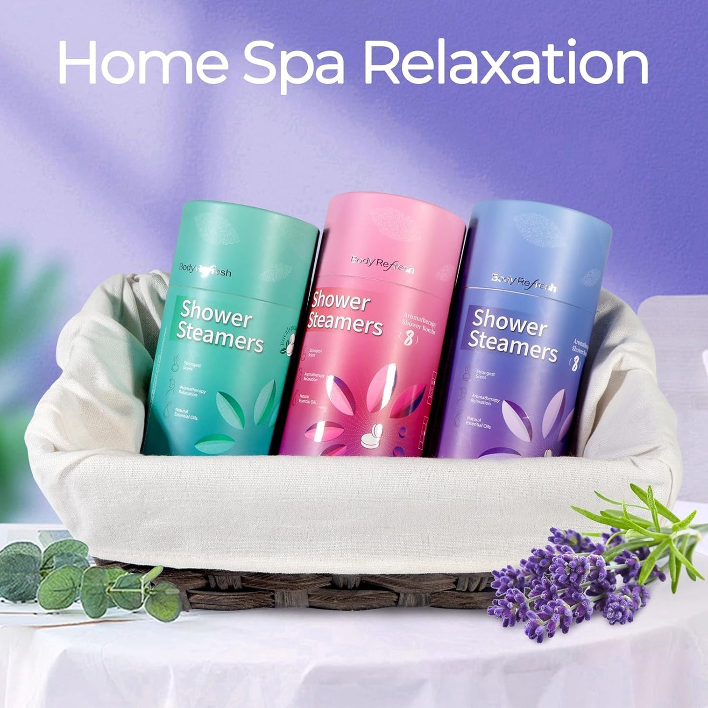 BodyRefresh Lavender Shower Steamers Aromatherapy 8 Pack - Birthday Gifts for Women Mom Wife, Shower Bombs with Essentials Oil for Home Spa Relaxation Beauty and Personal Care BodyRefresh