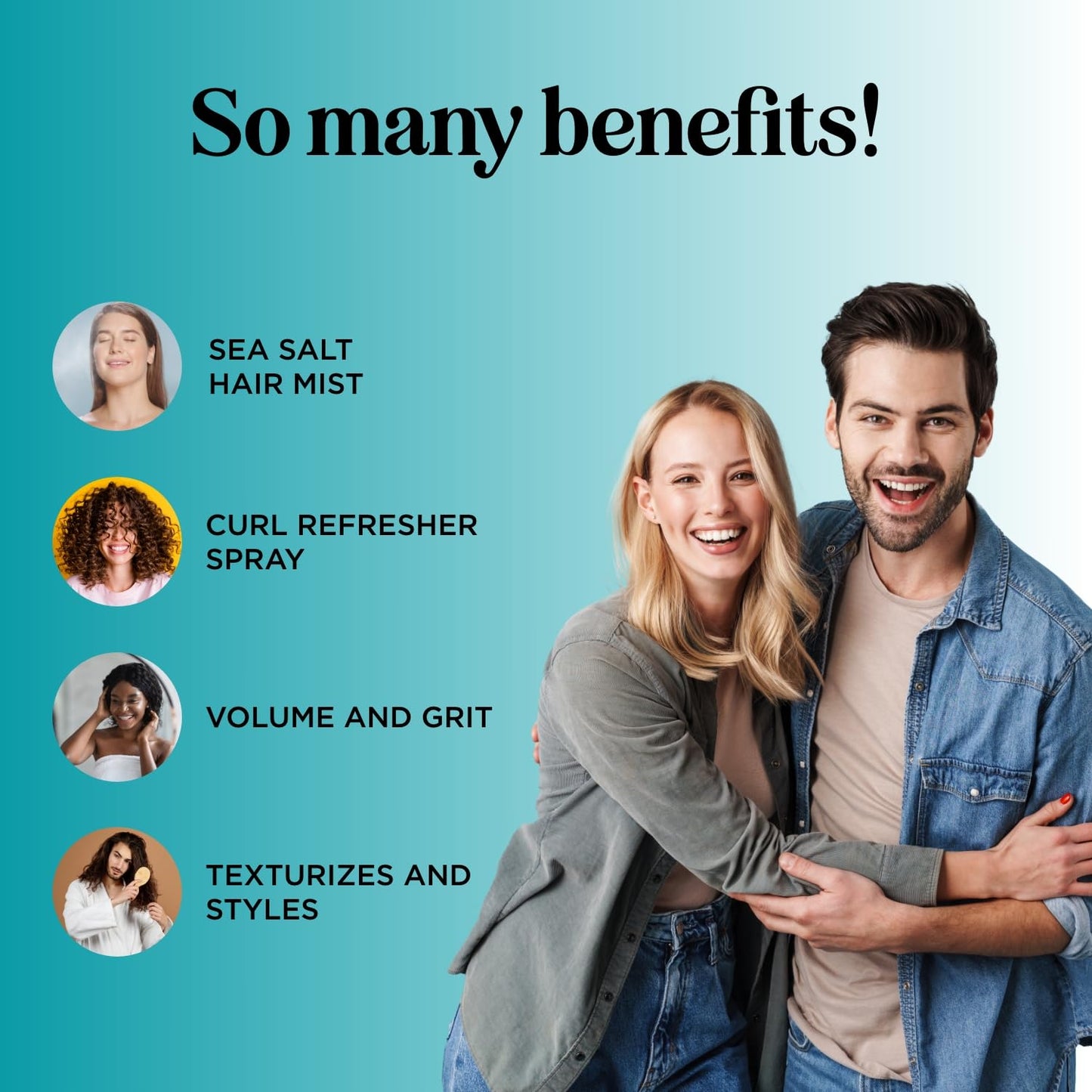 Volumizing Sea Salt Spray for Hair - Texturizing Beach Waves Spray & Hair Mist Curl Activator - Non Sticky Styling Beach Hair Spray for Men and Women