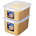 Lustroware Jumbo Food Storage Container Set of 2 with Lids - 12 & 17 Quart Airtight Latching Boxes, Heavy-Duty Stackable Bins for Rice, Flour, Pet…