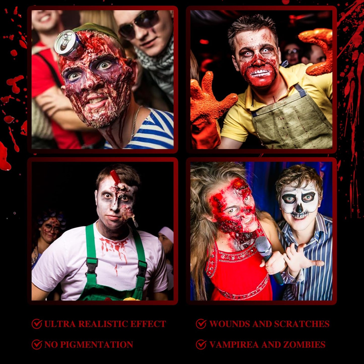 Halloween Fake Blood Kit, Washable Realistic Fake Blood Spray + Fake Blood Gel Makeup for Costume, Perfect for Vampire Makeup, Clown & Sfx & Cosplay