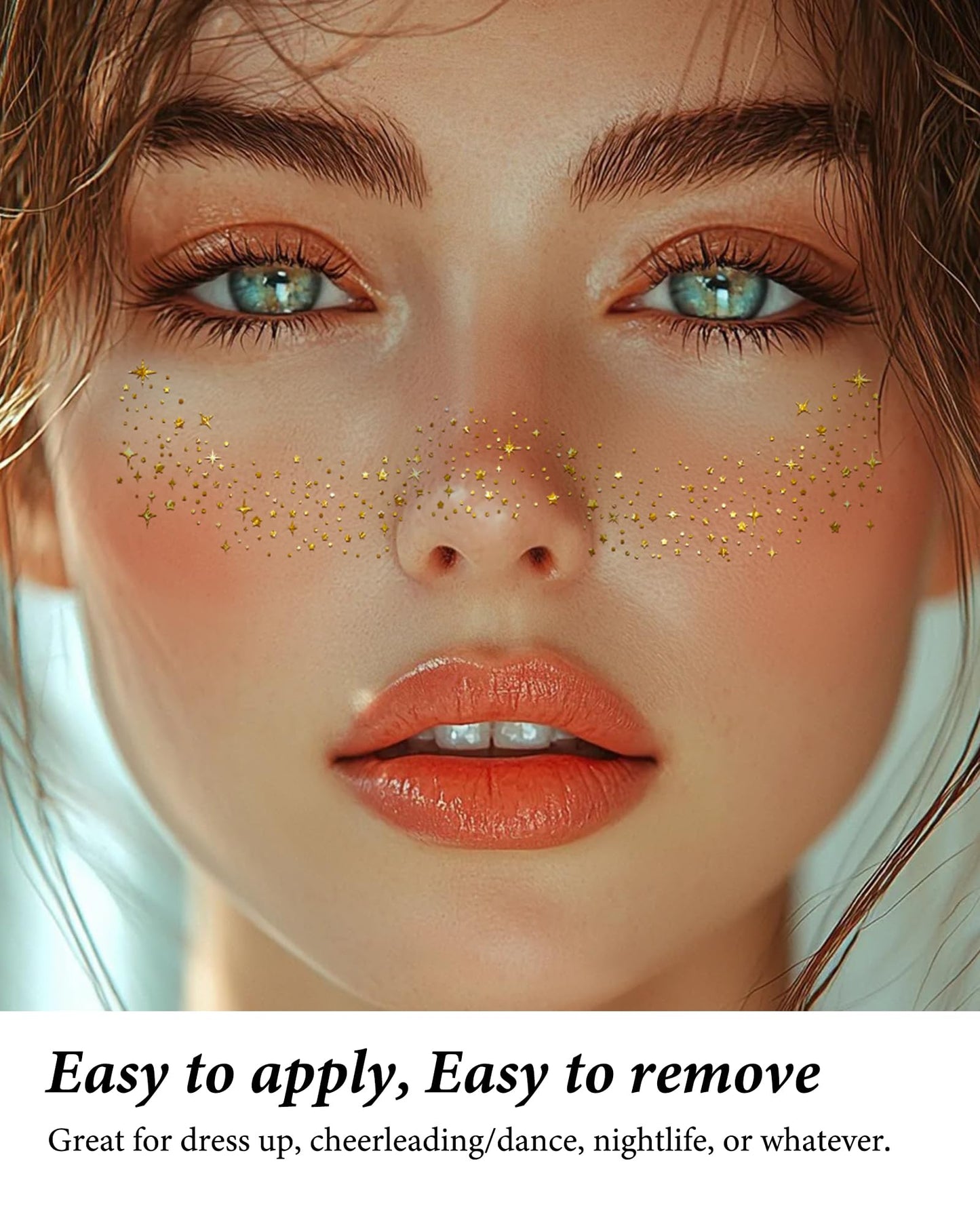 XICZH Glitter Freckles, Gold Temporary Face Tattoos Stickers, Body Face Glitter for Women Girls, Country Concerts Singer Festival Rave Accessories Beauty and Personal Care XICZH