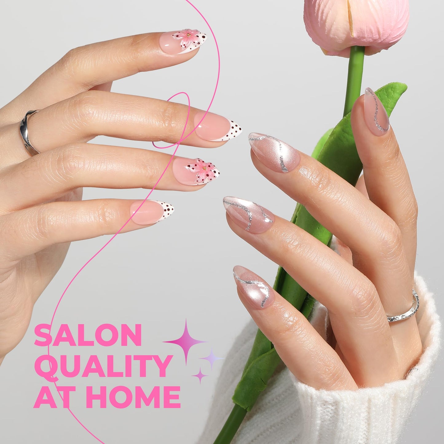 UNA GELLA Short Almond Nail Tips, 510Pcs 15 Sizes Pre-Etched Soft Gel Nail Tips Almond Shape, Half Matte Full Cover Clear Pre-shaped Fake Acrylic Beauty and Personal Care UNA GELLA
