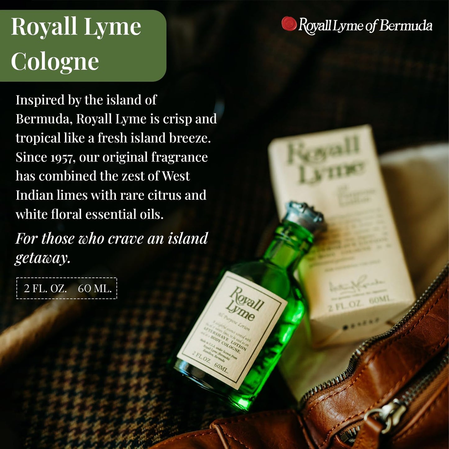 ROYALL LYME, Men's Heritage Cologne, Inspired by Bermuda - 2 Fl oz Splash