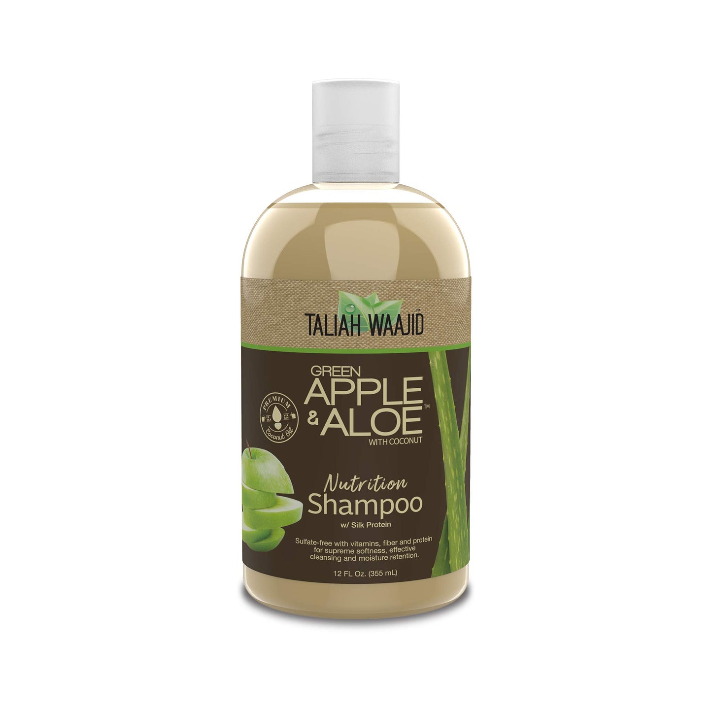 Taliah Waajid Green Apple & Aloe Nutrition Shampoo with Coconut | Curl Moisturizer Vitamins, Fiber, and Protein Formula | Softer, Smoother Hair