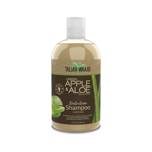Taliah Waajid Green Apple & Aloe Nutrition Shampoo with Coconut | Curl Moisturizer Vitamins, Fiber, and Protein Formula | Softer, Smoother Hair