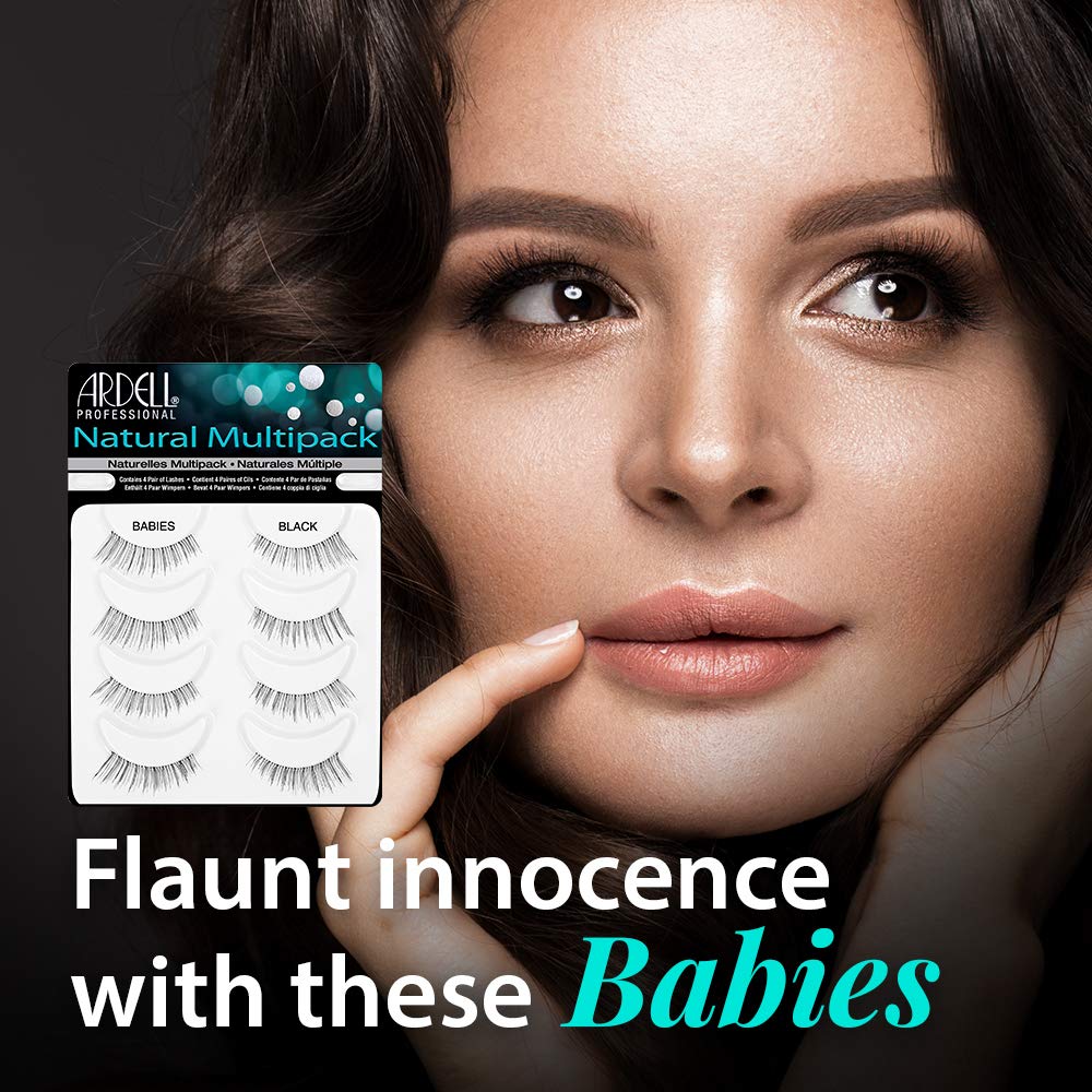 Ardell False Eyelashes Natural Lashes Babies Black - Lightweight, Short Length, Reusable Fake Lashes, 4 Pairs, 1 Pack