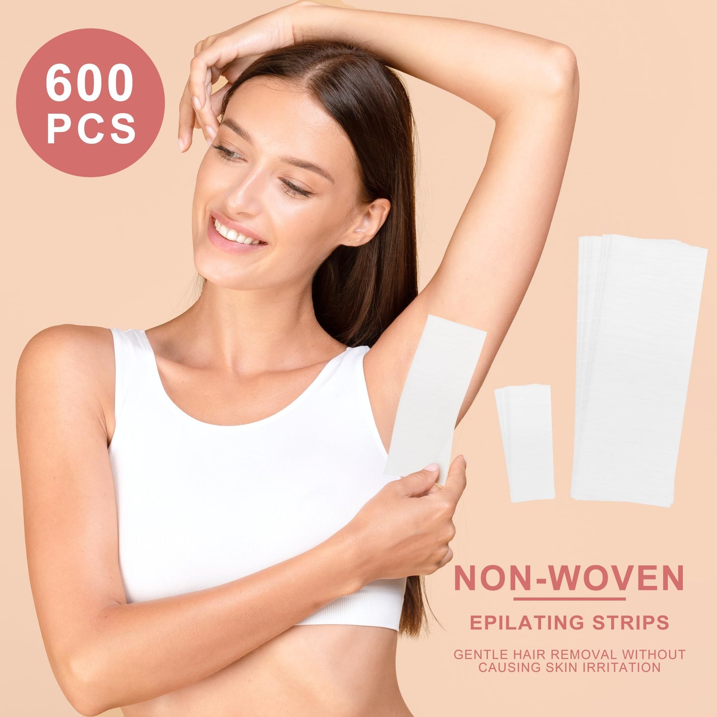 600-Count Non Woven Wax Strips, 2 Size Body and Facial Epilating Wax Strips Paper for Hair Removal, Beauty Waxing Strips for Leg Face Chest Back Beauty and Personal Care EWVVSS