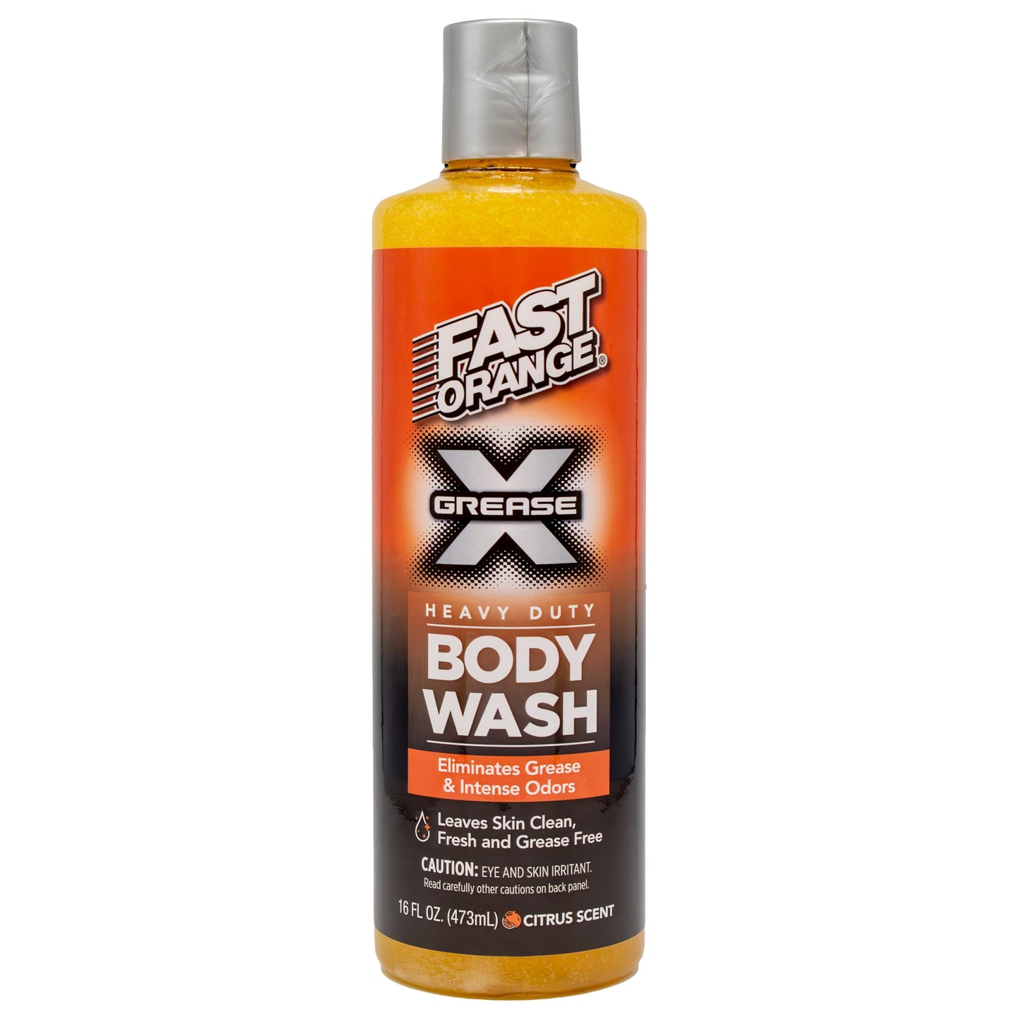 Fast Orange 25716 Grease X Body Wash, Exfoliating & Hydrating Heavy Duty Shower Gel for Men and Women, Mechanic & Industrial Body Soap Removes Grime