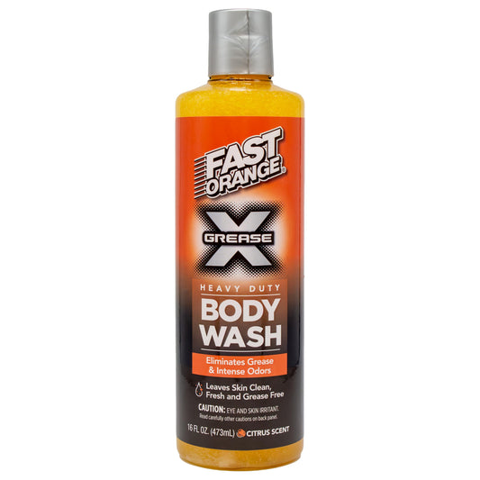 Fast Orange 25716 Grease X Body Wash, Exfoliating & Hydrating Heavy Duty Shower Gel for Men and Women, Mechanic & Industrial Body Soap Removes Grime