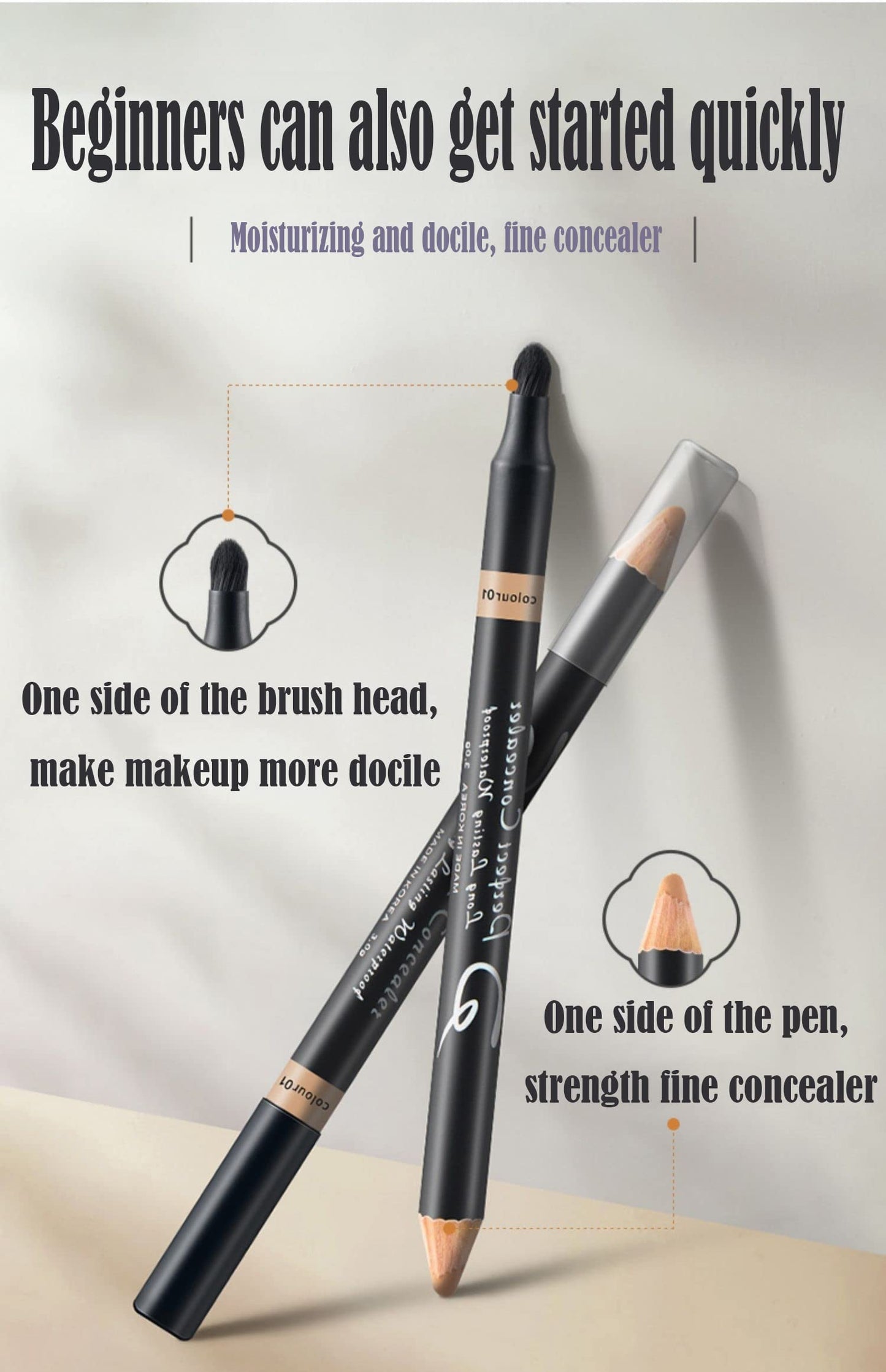 AKARY Concealer Pencil, 2 in 1 Dual-Sided Full Range of Coverage Concealer Pencil for Face, Professional Foundation Concealer for Eye Dark Circles