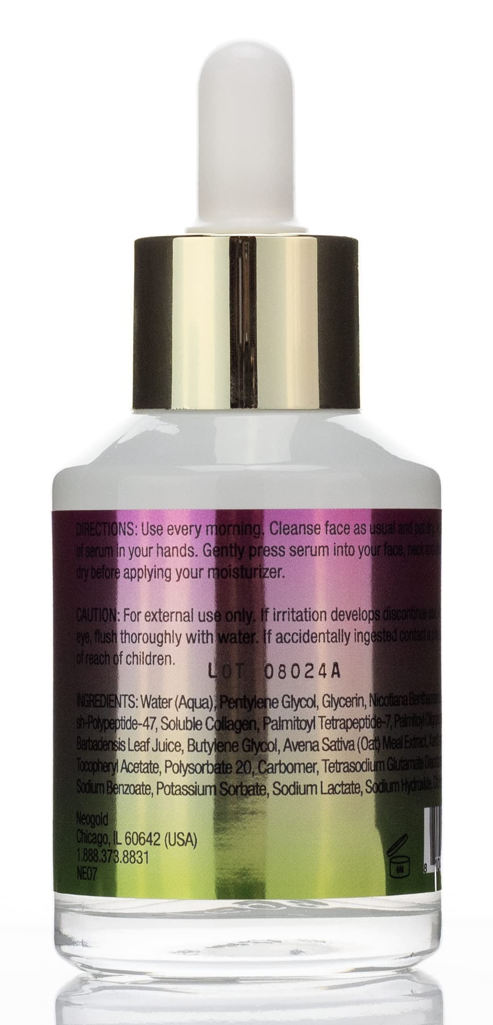 Neogold Collagen & Peptides Plumping Skin Care Facial Serum. Anti Aging Neck & Face Skincare Serum Helps Reduce Appearance Of Crepey Skin, Aging