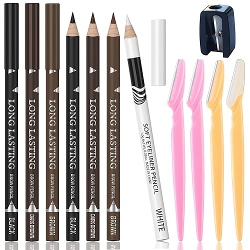 7Pcs Multicolor Eyebrow Pencil Eyeliner Set, Waterproof Eye Brow Pencil, Easy to Coloromen Women Professional Eyebrow Pencil Smudge Proof Long Lasting