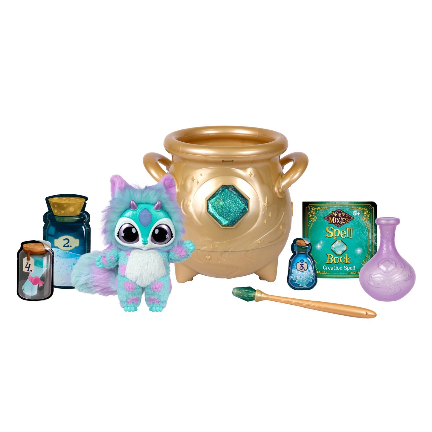 Magic Mixies - Magical Real Misting Gold Cauldron with 8 Inch Non-Electronic Plush Toy. Follow The Spell Book Add The Magic Ingredients. Who Will You…