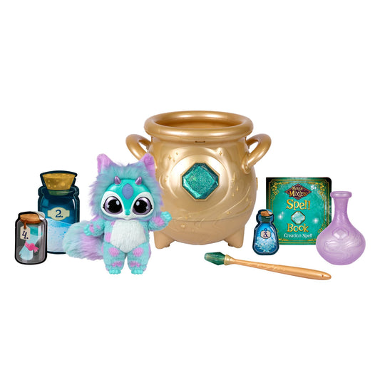 Magic Mixies - Magical Real Misting Gold Cauldron with 8 Inch Non-Electronic Plush Toy. Follow The Spell Book Add The Magic Ingredients. Who Will You…