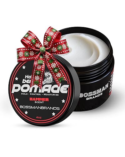 Bossman Hair & Beard Pomade for Men (Hammer Scent) - Medium Hold & Moisturizing for Hair, Beard & Mustache Styling - Made in USA