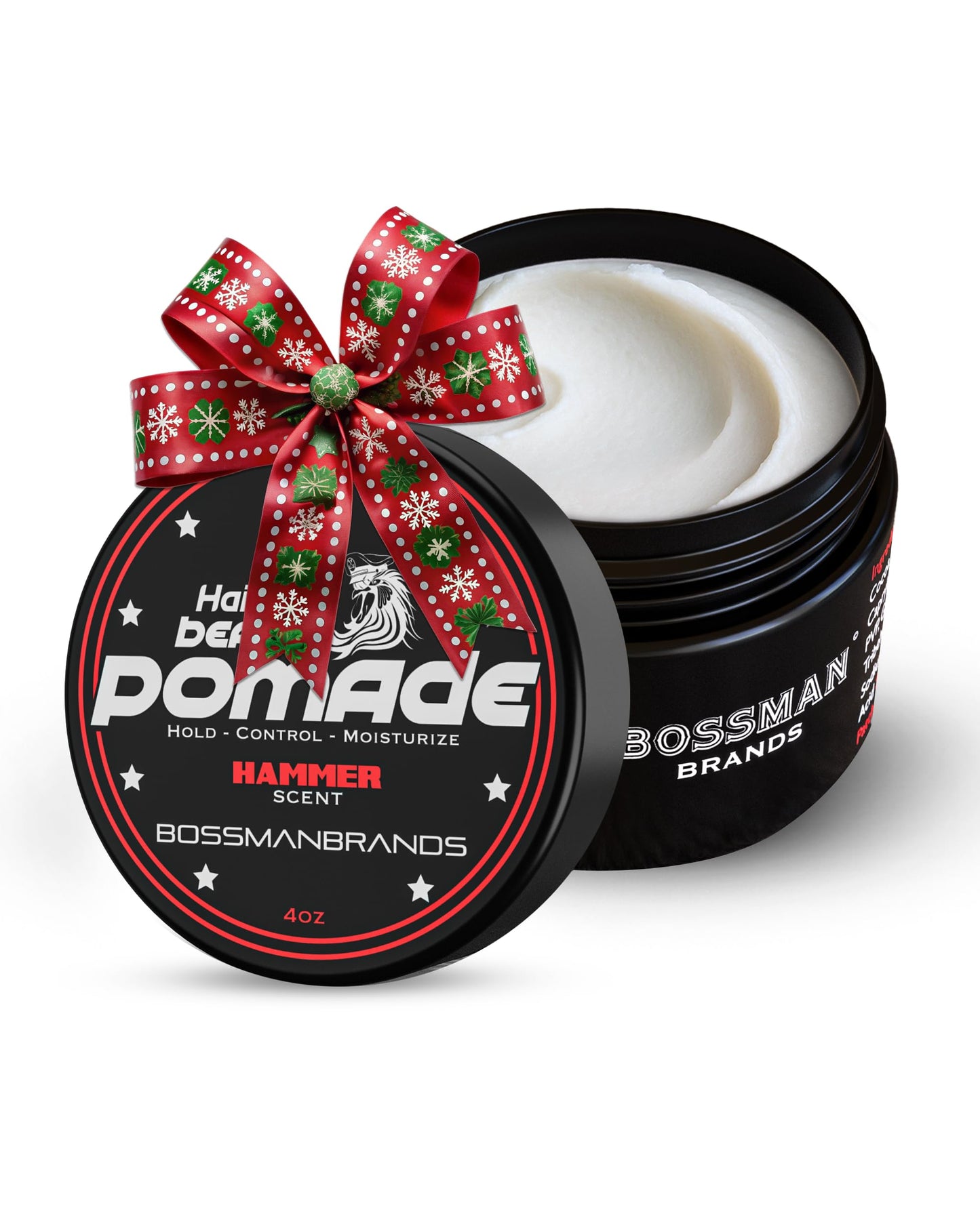 Bossman Hair & Beard Pomade for Men (Hammer Scent) - Medium Hold & Moisturizing for Hair, Beard & Mustache Styling - Made in USA