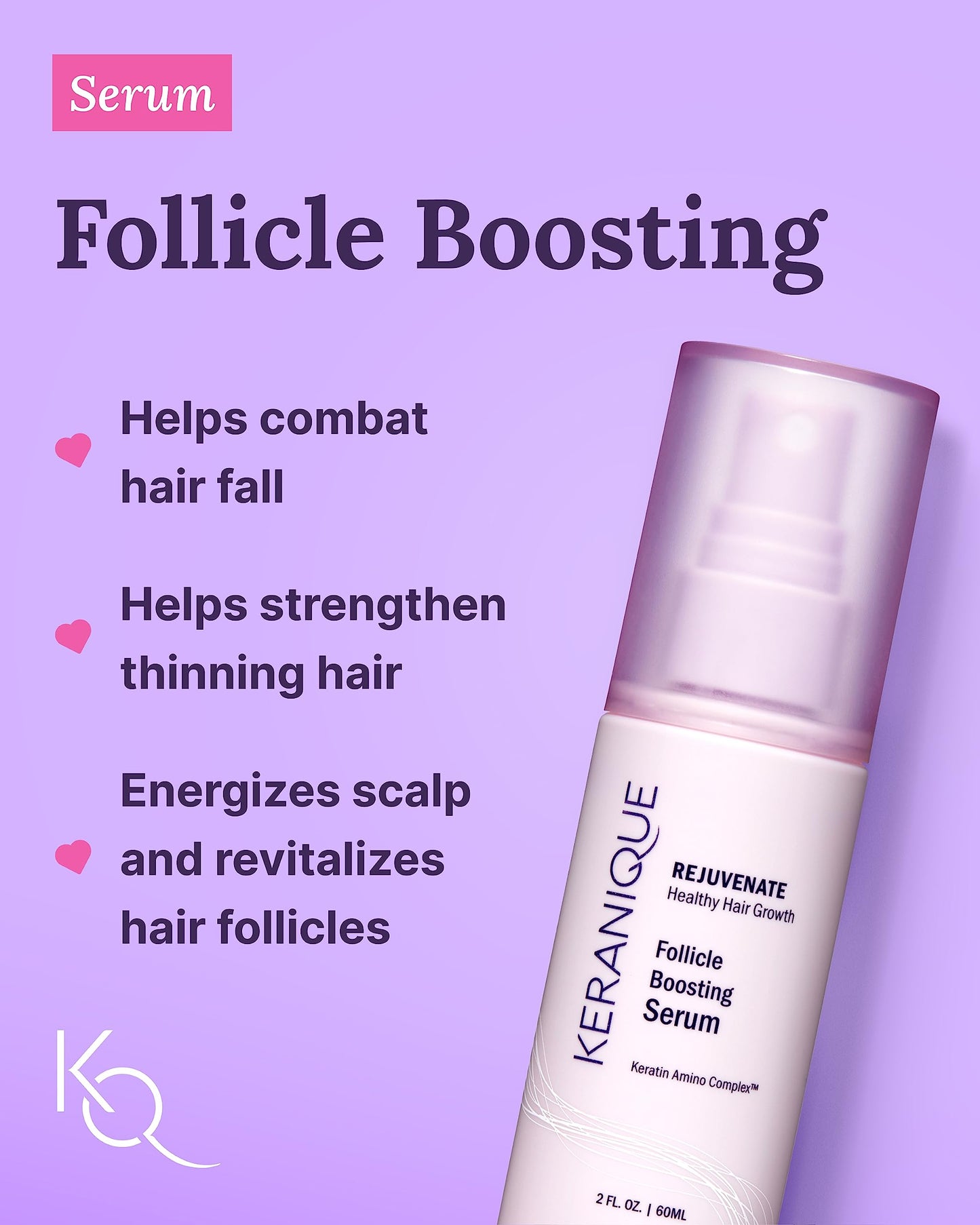 Keranique Color Treated Shampoo and Conditioner Set with Follicle Booster Hair Serum - Keratin Enriched Color Boost Set w/Shampoo, Conditioner