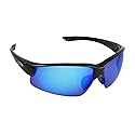 Sea Striker King Neptune Polarized Sunglasses, Black Frame/Blue Mirror