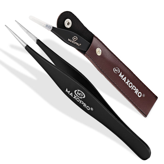 Professional Sharp Tweezers Pointed Tip | Stainless Steel, Fine Tip Needle Nose Tweezers for Women and Men | Facial & Eyebrow Hair, Ticks, Precision