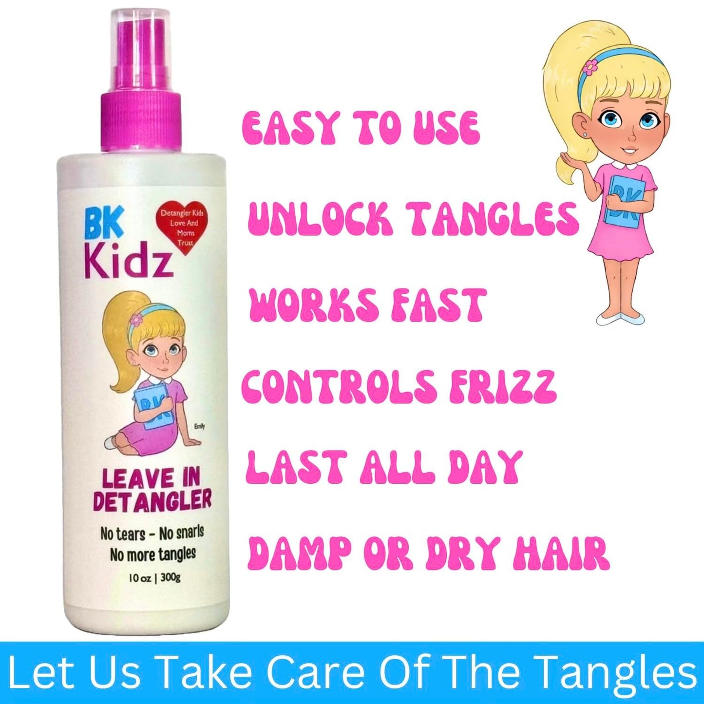 Hair Detangler Spray 10oz - Detangler Spray - No More Struggling With Tangles, White
