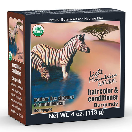 Light Mountain Henna Hair Color & Conditioner - Burgundy Hair Dye for Men/Women, Organic Henna Leaf Powder and Botanicals, Chemical-Free