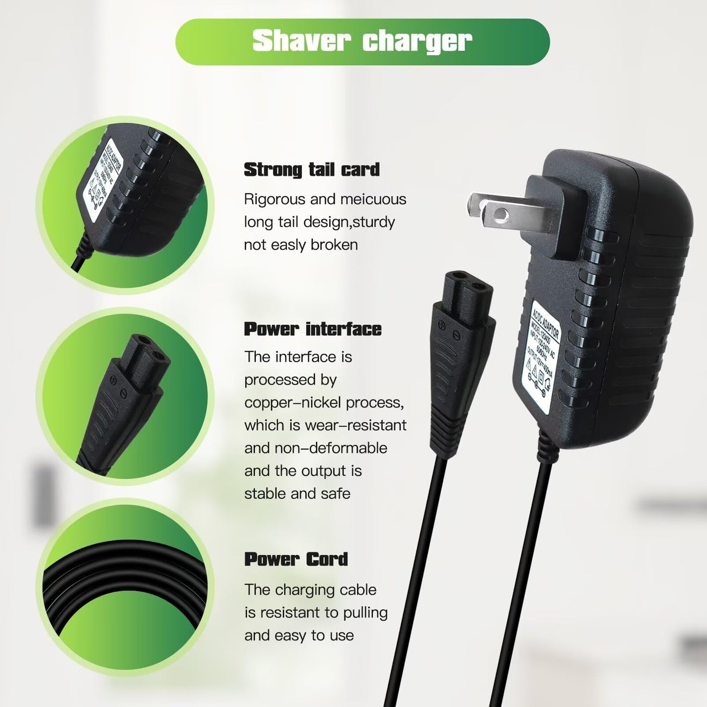 WELURE Charger Replacement for Remington Shaver Electric Razor Power Cord Adapter Fits Models R800, R825, R1000, R4-5150, R5130 (1.5m) Beauty and Personal Care WELURE