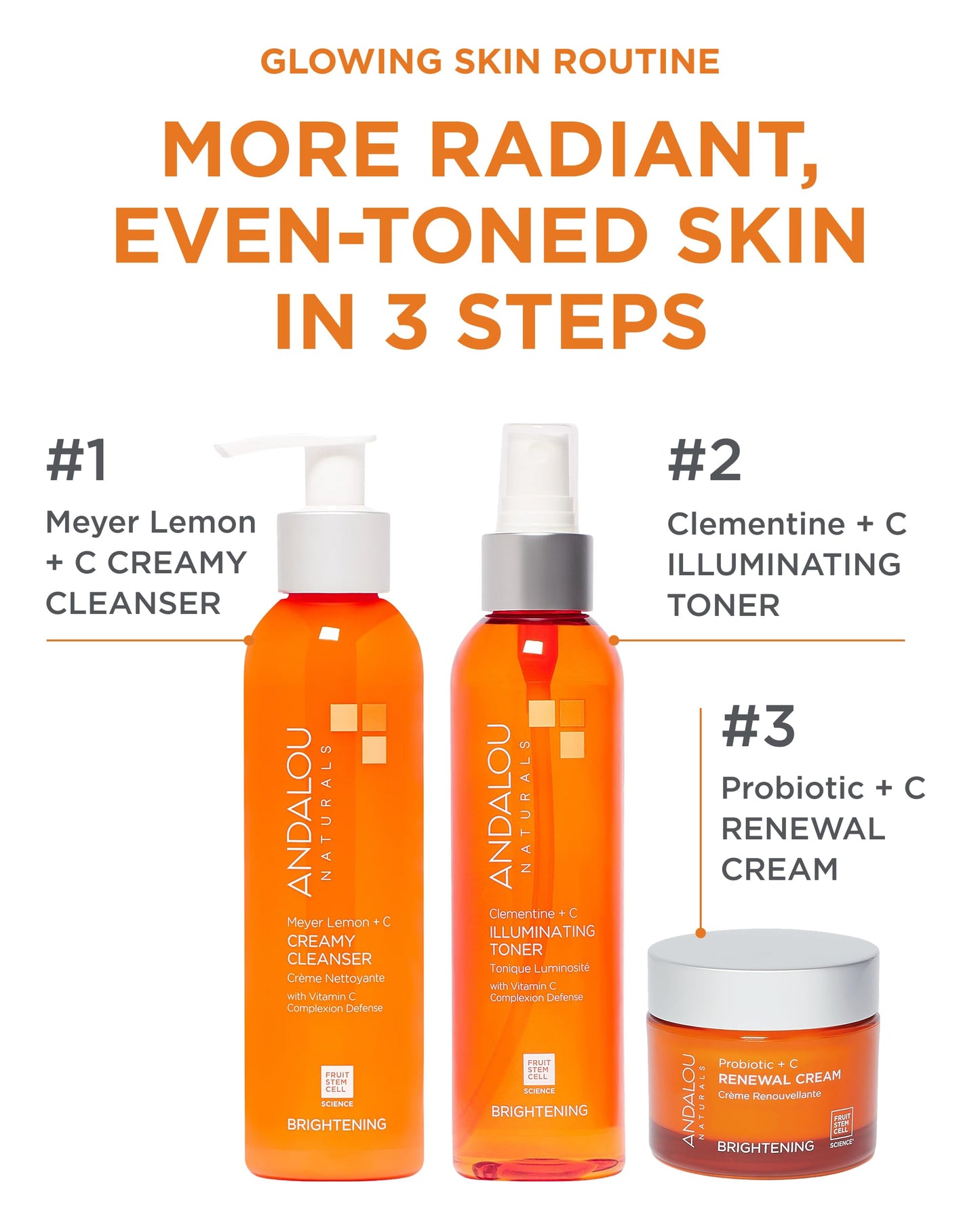 Andalou Naturals Illuminating Facial Toner Clementine + Vitamin C - Hydrating Face Mist Toner to Balance & Refresh Skin - with Fruit Stem Cell Complex