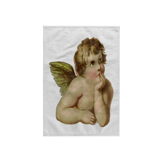 3D Rose Vintage Victorian Thinking Angel Cherub Hand/Sports Towel, 15 x 22