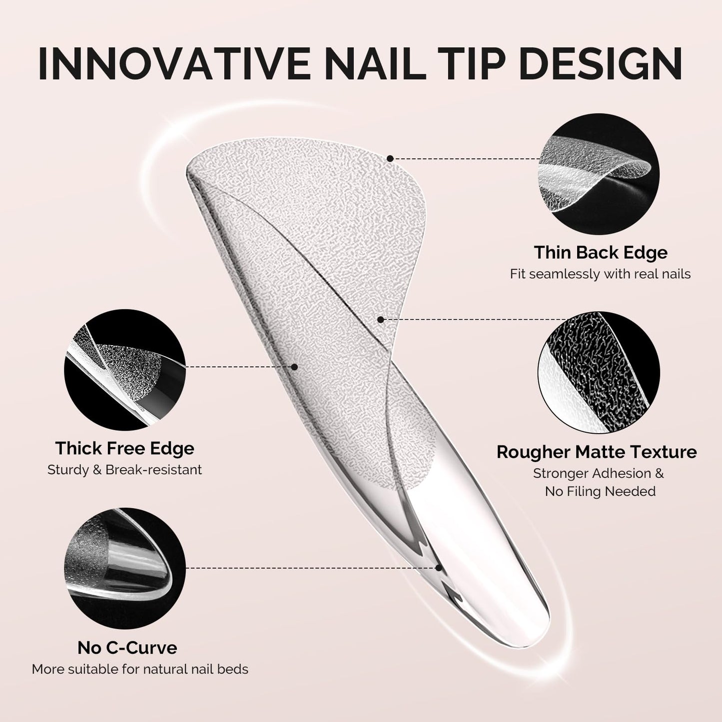 MelodySusie Extra Short Ballerina X Nail Tips- 600Pcs 15 Sizes Clear Acrylic, Half Matte Full Cover Press on Nails for DIY Extension & Salon Use Beauty and Personal Care MelodySusie