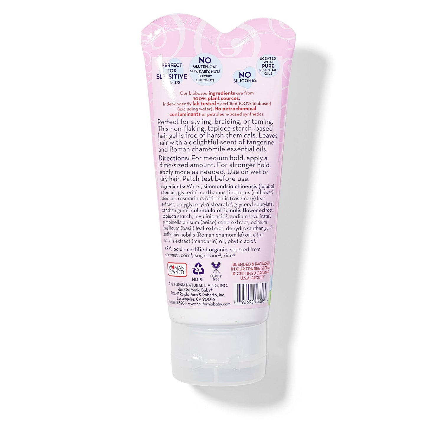 California Baby Overtired & Cranky Hair Gel for Kids | 100% Plant-Based Baby Hair Gel | Medium-Hold | Hypoallergenic | 82 g / 2.9 oz.