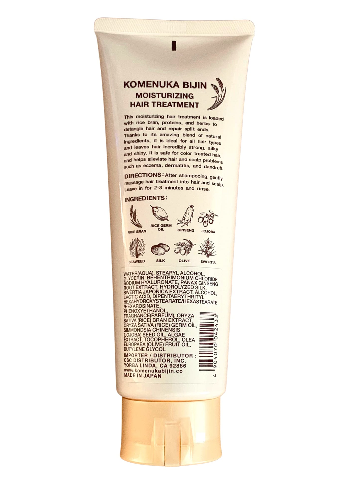 Komenuka Bijin NS-K Moisturizing Hair Treatment (ENGLISH PACKAGING-Exclusive Edition for USA market) No Paraben No Sulfate (7.7 oz.)