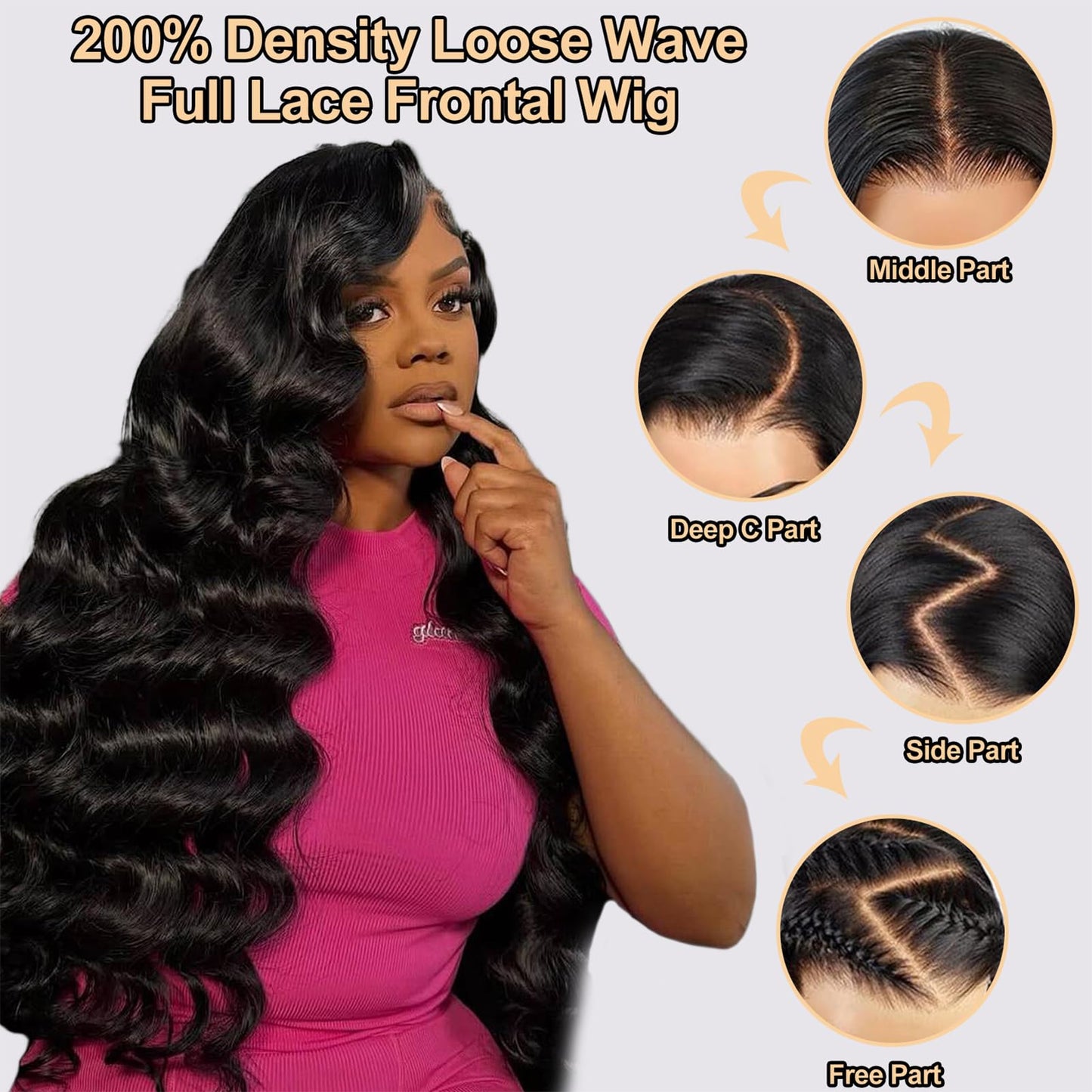 Loose Wave Lace Front Wigs Human Hair 200% Density 13x4 HD Transparent Loose Deep Wave Lace Frontal Wigs with Baby Hair Pre Plucked 12A Brazilian