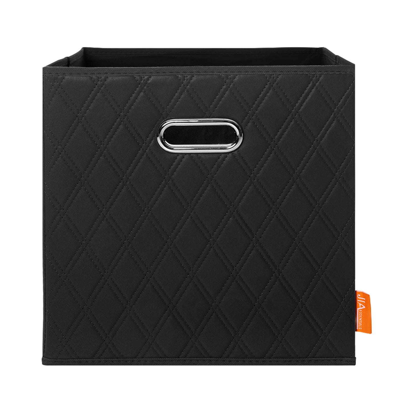 JIAessentials Large Collapsible Diamond Patterned Storage Cubes with Handles for living room, bedroom and office storage Combo Set - Combo Set (Black)