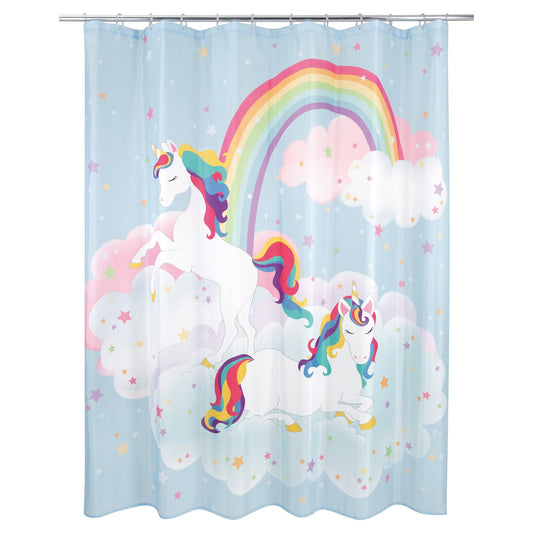 Allure Home Creation Unicorn & Rainbow Polyester Fabric Printed Shower Curtain 70"x72" Multicolor