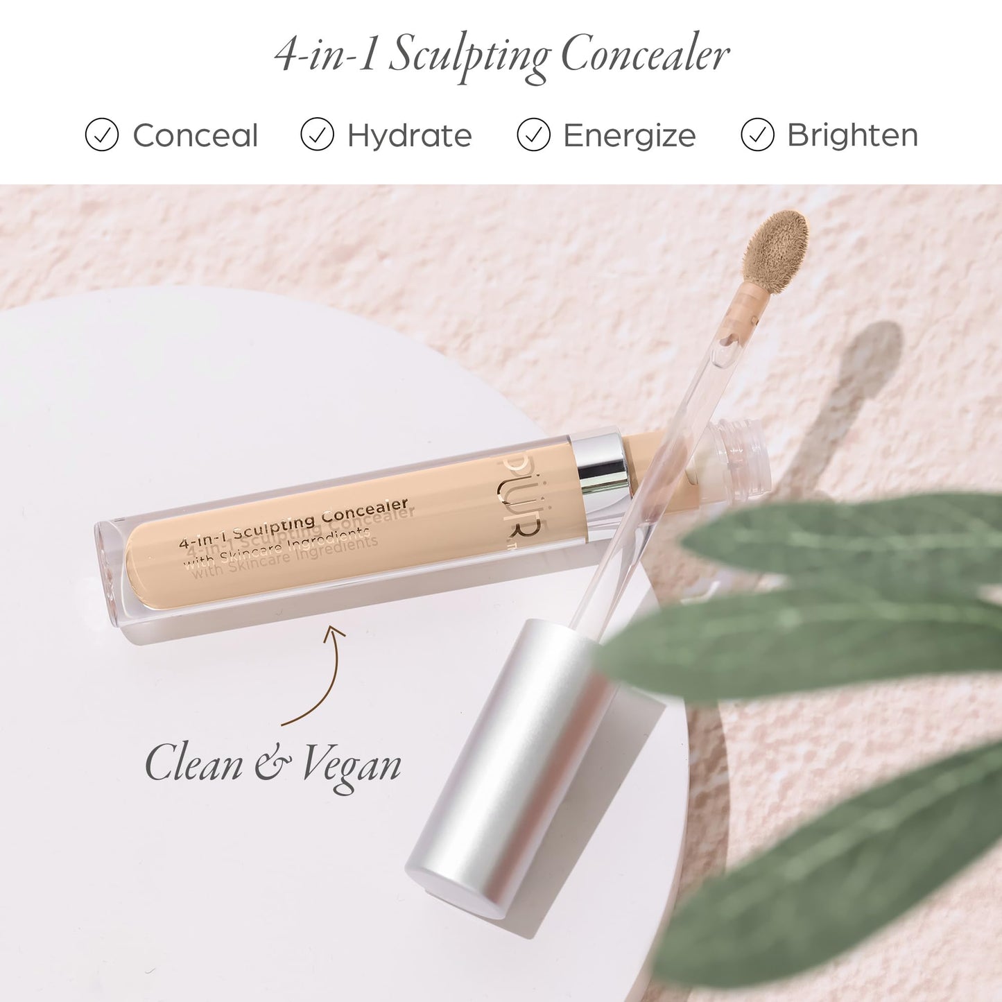 PÜR MINERALS 4-in-1 Sculpting Concealer for Women - Conceals, Brightens, Plumps & Corrects - Hydrating & Moisturizing Makeup Concealer with Medium