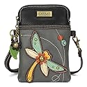 CHALA Crossbody Cell Phone Purse-Women Canvas Multicolor Handbag with Adjustable Strap - Special Edition - Dragonfly - gray