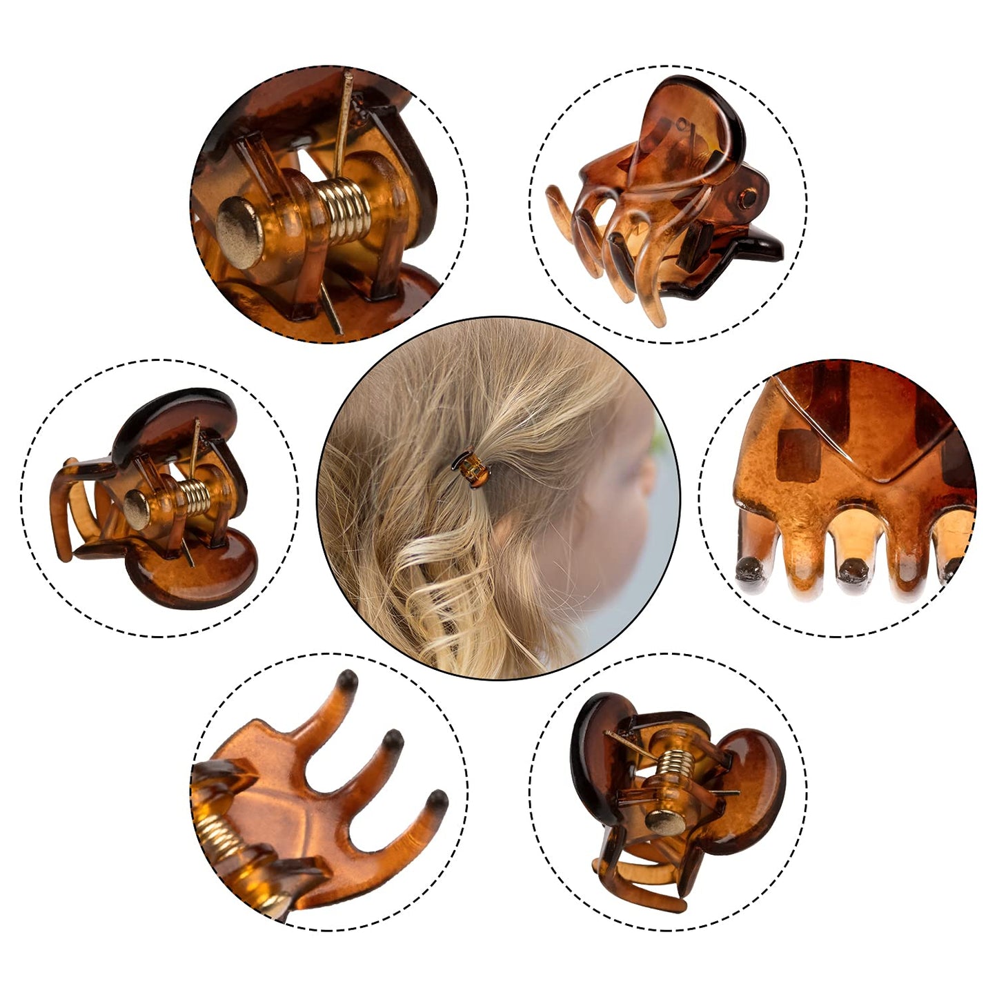 YOHAMA 36 PCS Brown Mini Hair Claw Clips Great for Design Kids and Adult Hairstyles Decoration Buns, Pining Bangs Strong Grip Multifunction Clamp Beauty and Personal Care YOHAMA