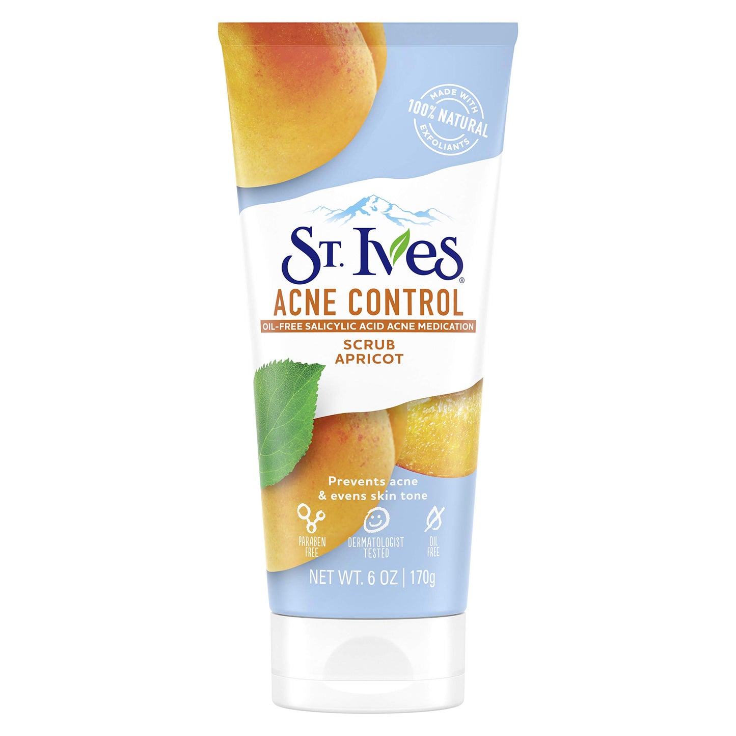 St. Ives Acne Control Face Scrub Deeply Exfoliates and Prevents Acne for Smooth, Glowing Skin Apricot Made with Oil-Free Salicylic Acid Acne