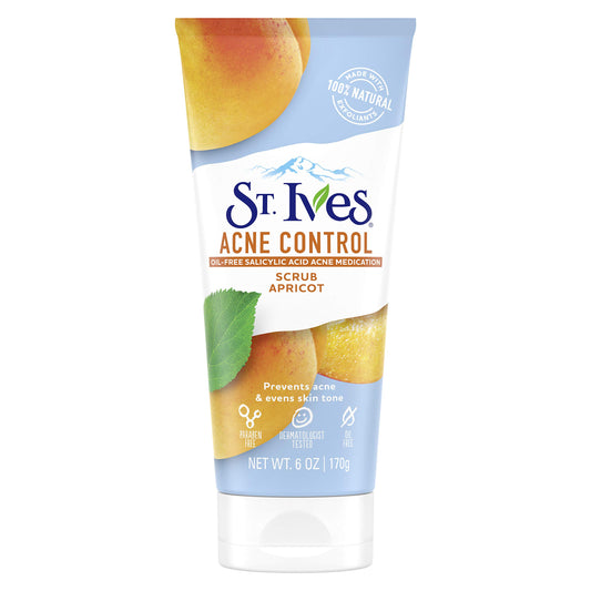 St. Ives Acne Control Face Scrub Deeply Exfoliates and Prevents Acne for Smooth, Glowing Skin Apricot Made with Oil-Free Salicylic Acid Acne