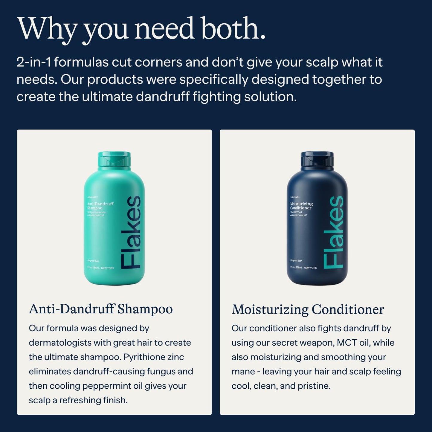 Flakes Anti Dandruff Shampoo and Conditioner Set for Men with Scalp Massager | Dry, Flaky, & Itchy Scalp Shampoo | Sulfate and Paraben Free |