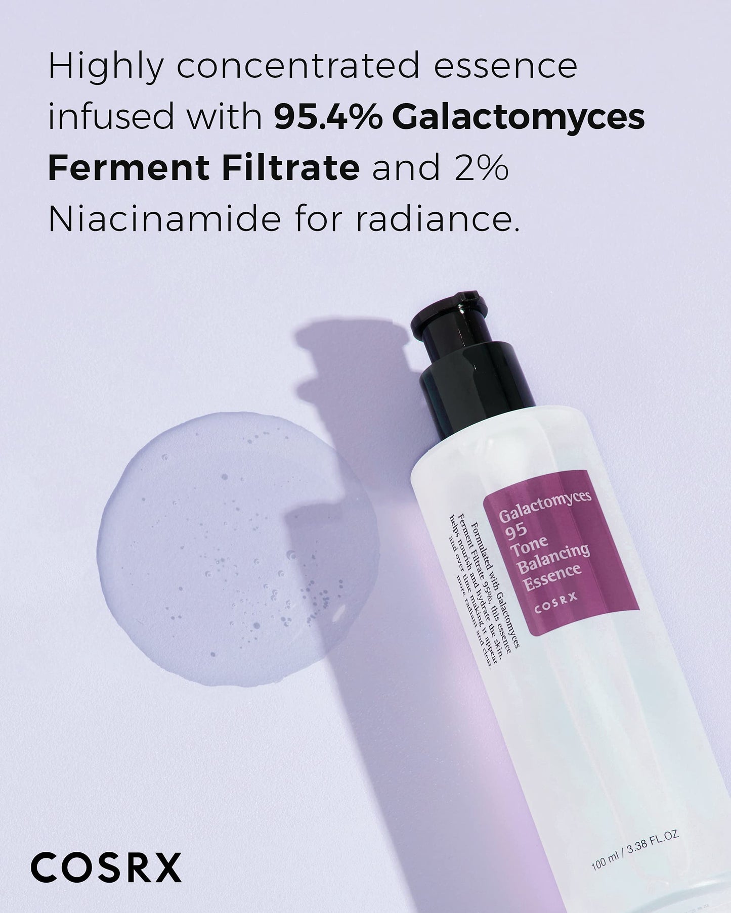 COSRX Galactomyces 95 Tone Balancing Toner, 100ml / 3.38 fl.oz, Moisturizing, Skin Soothing, Contains 95% Galactomyces Ferment Filtrate, For All Skin