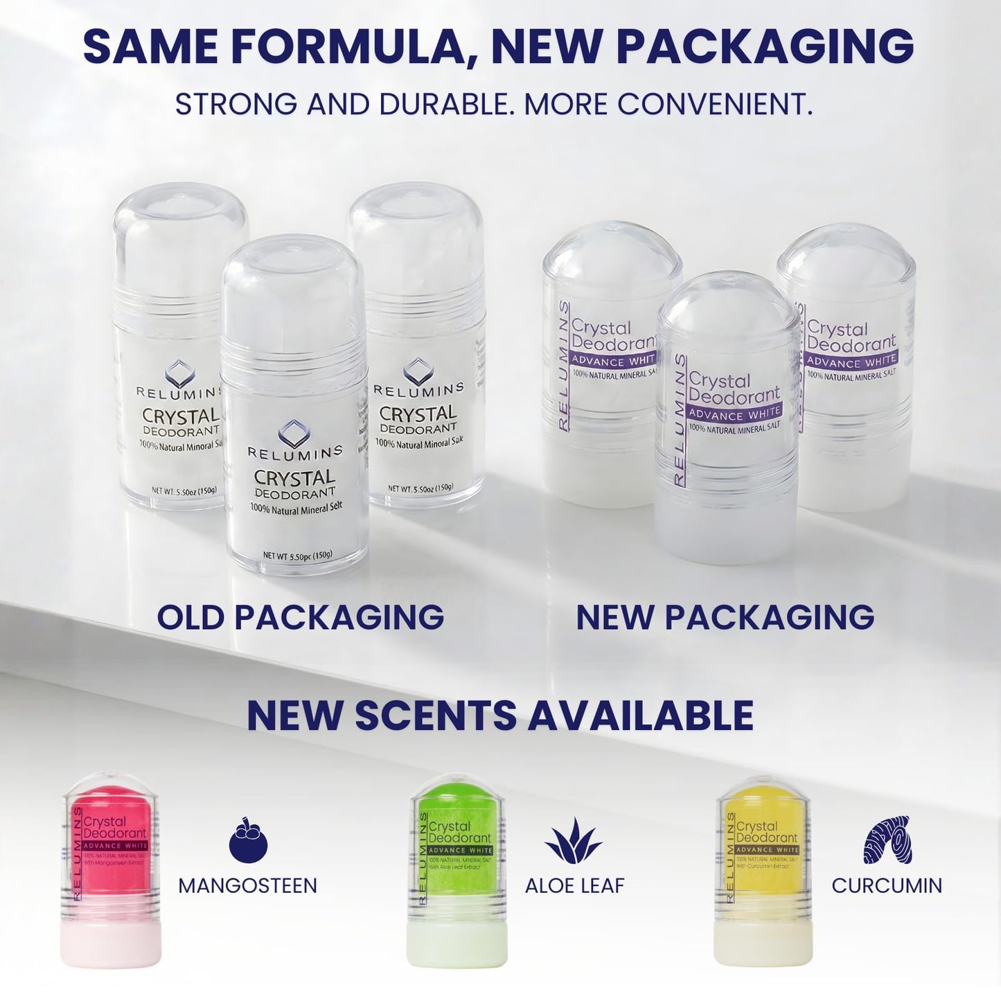 Relumins Crystal Deodorant, All-Natural Mineral Salt Roll-On, Non-Staining, Non-irritating, Aluminum-Free Deodorant with 24-Hour Odor Protection, Beauty and Personal Care Relumins