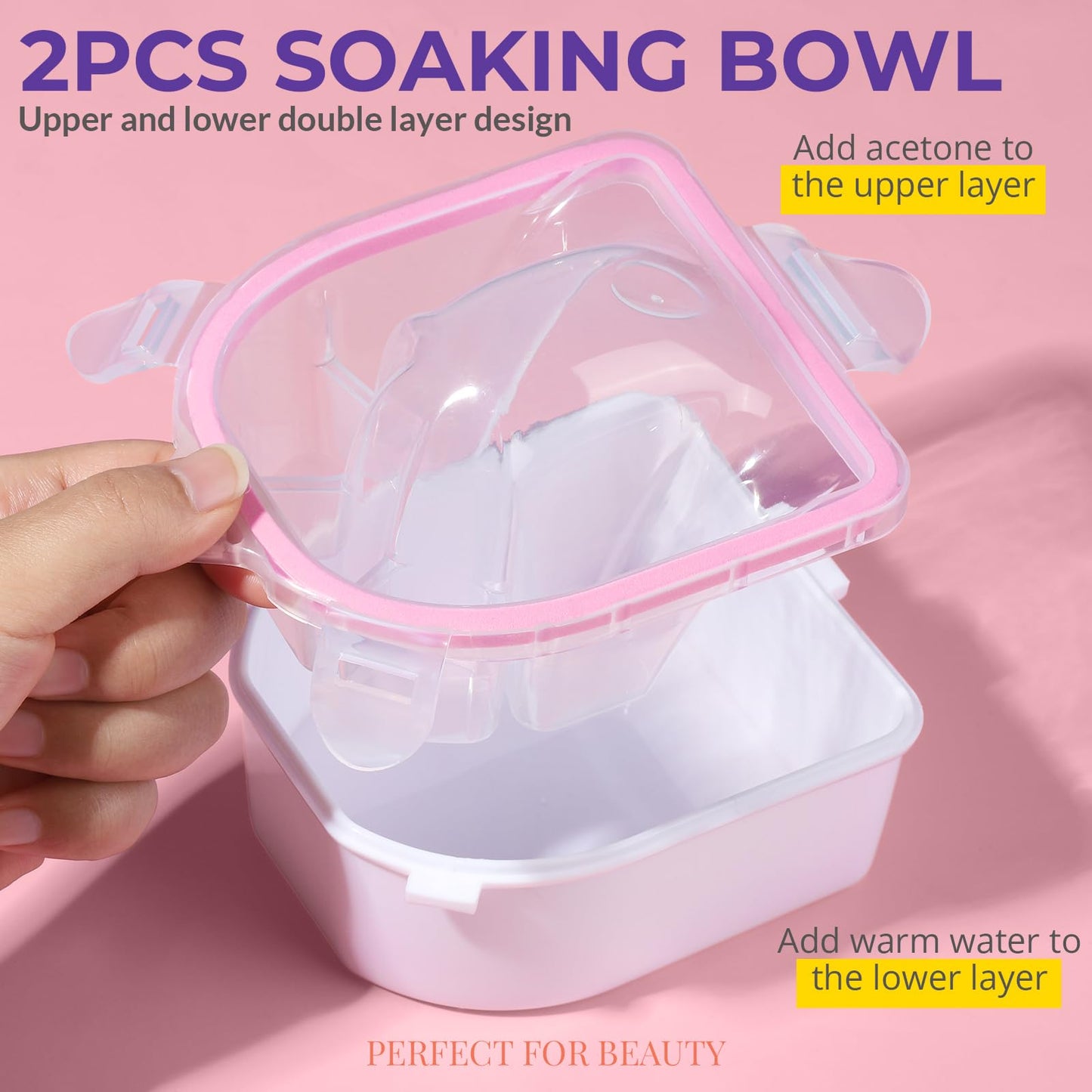 Teenitor 10Pcs Soak Off Bowl Nail Soaking Bowl Kit 2 Nail Soaking Bowl Acetone Proof Soak Off Gel Polish Remover Bowl, Manicure Bowl Cuticle Peeler Beauty and Personal Care Teenitor