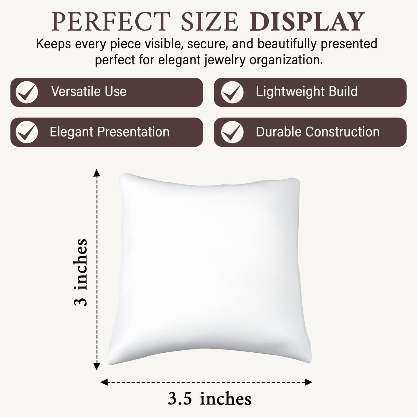 RJ Displays 12 Pack White Faux Leather Watch Pillow Display Set - Bracelet & Bangle Cushion for Jewelry Boxes, Necklace & Bracelet Pillow Display…