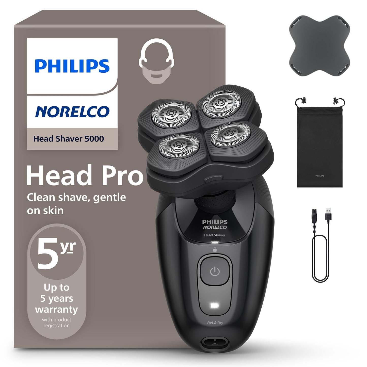 Philips Norelco Head Shaver Pro 5000 Series - Electric Shaver for Men and Women, 360° Flexing Head & ComfortCut Blades for Clean Shave, Gentle on Beauty and Personal Care Norelco Default Title