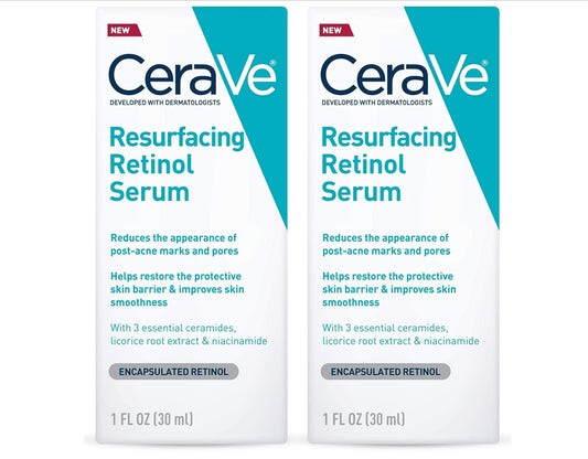 Cerave Resurfacing Retinol Serum 2 Pack, 1 Oz each