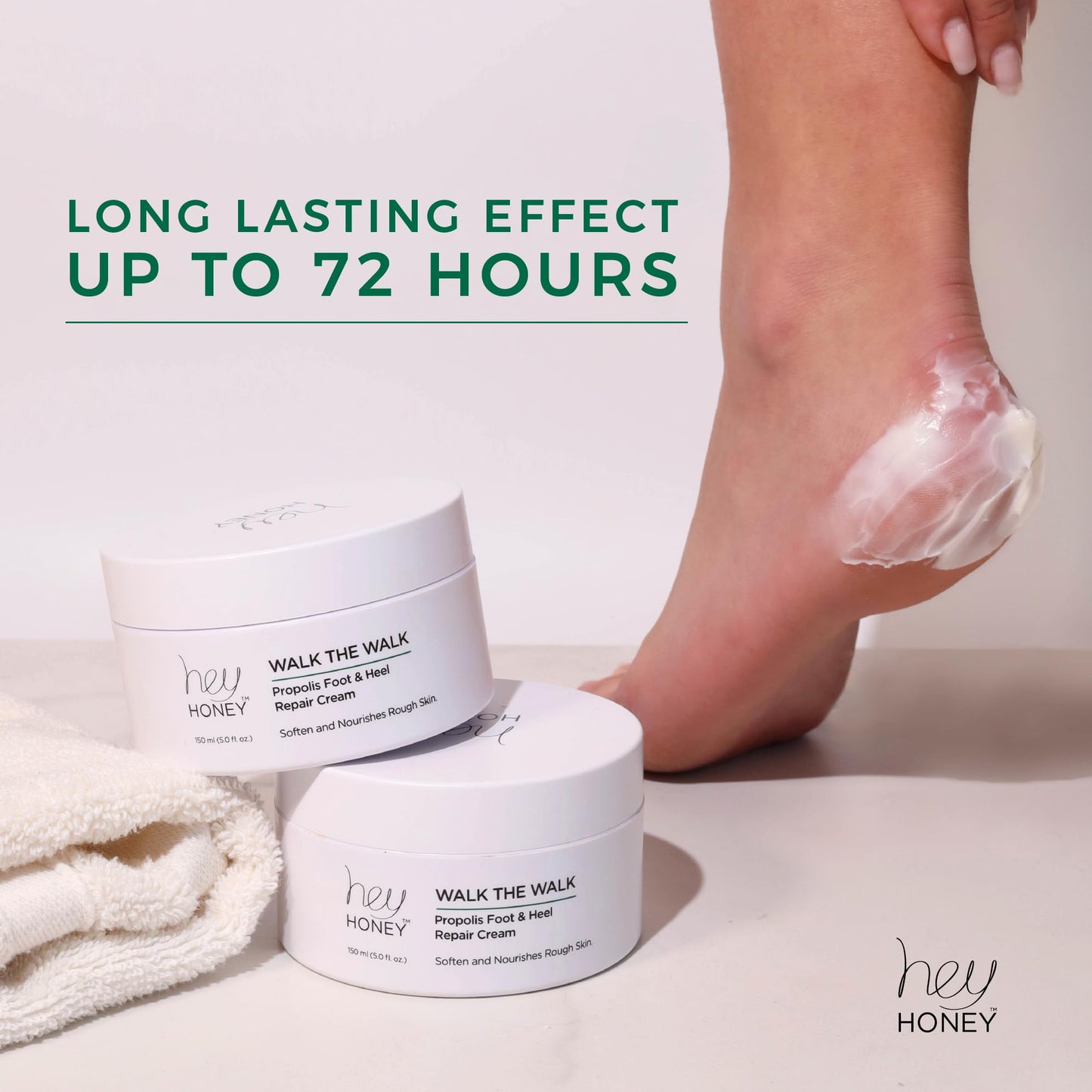 Hey Honey Walk the Walk Propolis Foot & Heel Cream for Dry, Cracked Feet | 72-Hour Hydration, Callus Remover & Odor-Fighting Moisturizer with Honey