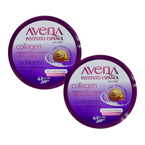 Avena Instituto Espanol Collagen Regeneration Cream, Softens & Moisturizes, Skin Repair Formula, 2-Pack, 6.8 Fl Oz each, 2 Jars.